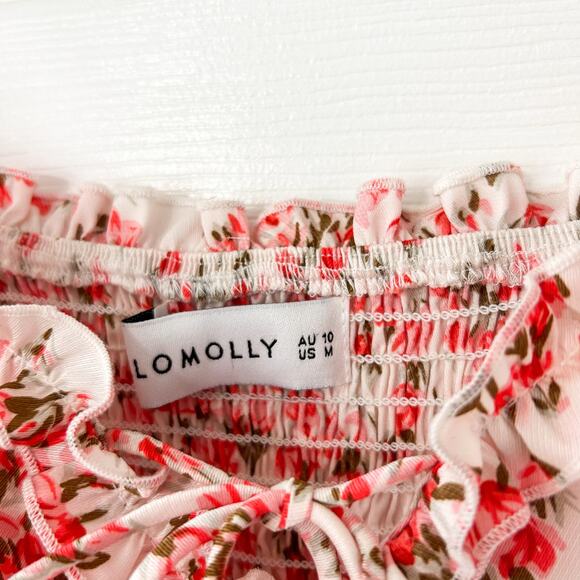 NWOT Hello Molly Get Right To It Dress Coral Floral Dainty Mini Size Medium - Picture 7 of 10